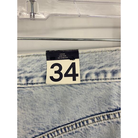 GAP Low Stride Jeans Womens 34 Loose Low Rise No Stretch Distressed Acid Wash - Picture 5 of 7